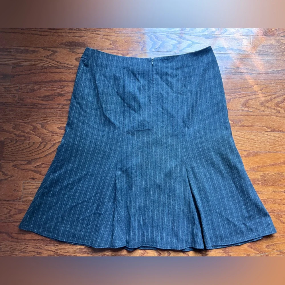 Worthington Navy Pinstripe A-Line Skirt
